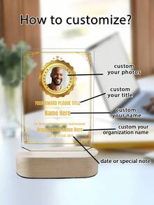 [2D Acrylic Award Plaque] - 8 Styles Available, Customizable Text, Name And Photo - With Wooden Base, Suitable For Employee Recognition, Retirement And Other Occasions - Customized Award For Employees, Colleagues And Friends - Multicolor - View 10