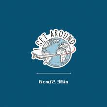 防水“I Get Around”飞机和地球乙烯基贴纸 - 耐用模切贴花，适合飞行员、旅行者和世界旅行爱好者，非常适合笔记本电脑、行李箱等，旅行配件 | 冒险主题 | 耐用乙烯基、飞机贴纸、学校用品、返校 - 彩色 - 查看 3