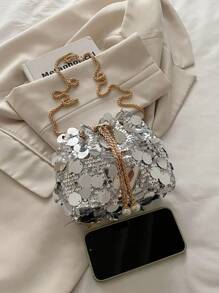 Fashionable Niche Sequin Chain Bag For Women In The Summer Of 2025, New Bucket Bag, Crossbody Bag, Fashionable And Personalized Shoulder Bag