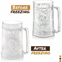 YUBeer Mugs For Freezer Double Wall Insulated Plastic Glasses Freezer Mugs 16 Oz Perfect Frozen Beer Mugs For Home Bar Accessories Gifts For Men 2 PackYU - Thông thoáng - Xem 6