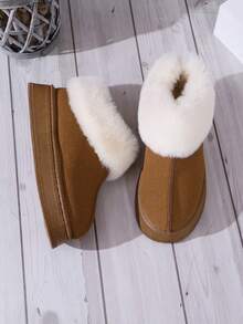 بوت ثلج لسيدات بنعل سميك مبطن قابل للارتداء مزود بياقة فرائية للماء والدفء، ارتفاع مغلق زلق في الثلج