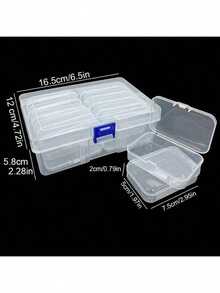 11格1套DIY串珠水钻彩绘工艺品透明塑料收纳盒，艺术刺绣长方形描述，多功能便携式珠宝配件展示盒，零件工具小物件分类盒返校 - 透明的 - 查看 3