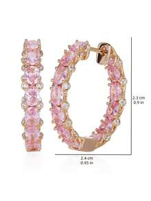2 chiếc bông tai hình khối Zirconia mạ đồng thiết kế thanh lịch, thích hợp cho phụ nữ, trang sức tiệc đính hôn kỷ niệm ngày cưới, quà tặng ngày lễ tình nhân - 1 # - Xem 4