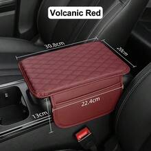 Reposabrazos de coche Kebidumei, almohadilla para caja de pañuelos, protector de consola central con bolsillo de almacenamiento lateral y soporte para papel - Rojo - Ver 16