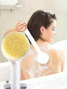 [Healthy Skin Care Plan] 1pc Long Handle Soft Bristle Shower Brush - Ergonomic Bath Brush For Exfoliating, Massaging And Back Cleaning, Body Scrubber To Improve Blood Circulation And Fat Burning, Shower, Bathroom Home Decor, Living Room, Bedroom, Travel, Wedding, Party, Birthday Gifts For Men, Moms, Dads, Friends, New Year, Accessories, Fun Presents - White Plastic Design Unisex, Bathroom Accessory Body Brush | Neutral Colored Bath Brush (Random Color) - Multicolor - View 2