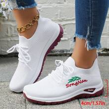 Zapatillas deportivas blancas de malla ligera y transpirable, Zapatillas casuales de mujer, Zapatos de running versátiles y de moda para la oficina, Nuevos 2025