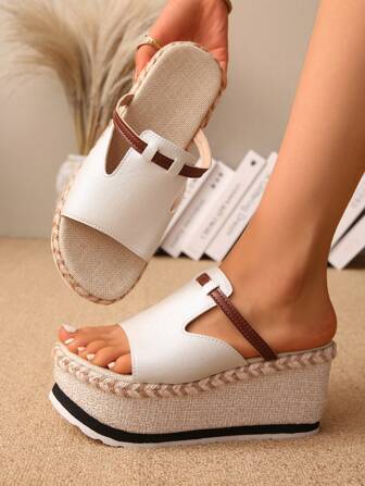 New Summer One Piece Open Toe Fashion Women's Wedge Heel Platform Slippers
