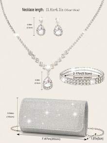 LETODE Glitter Elegant Envelope Clutch Clutch Women Evening Bridal Wedding Purse For Women Prom With Detachable Metal Chain For Wedding And Party Clutch For Ladies Bag Versatile Handheld Bag Cocktail Party Wedding New Wallet Banquet Bag - 銀色 - 查看 9