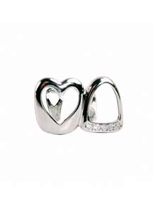 1Pc14k Gold Hollow Heart Studded Tooth Gem