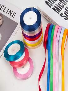 1pc 25 Yards Solid Satin Ribbon, Handmade Fabric Satin Ribbon For Baking, Gift Wrapping, DIY Crafts, Hair Accessories, Wedding Decoration, Sewing, Invitation, Bouquet, Christmas, In Light Champagne Color - Multicolor - View 3