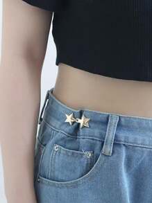 Der abnehmbare kleine Stern-Taillen-Knopf aus Zinklegierung ist perfekt dafür, große Taillen auf Jeans ohne Nähen in kleinere umzuwandeln