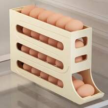 Refrigerator Egg Storage Box, 4-Layer Egg Rack Dispenser, Egg Automatic Mobile Storage Box, Refrigerator Can Hold Eggs - 米色 - 查看 2