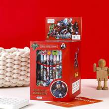 Disney 48pcs Disney Marvel Authorized Back-To-School Avengers Press Pen - Mech Style Acrylic Hero Badge Clip With 0.5mm Combat-Grade Ink, Superhero Power Boost Stationery Set, Epic Gift For Boys (Achievement Unlocked Writing )