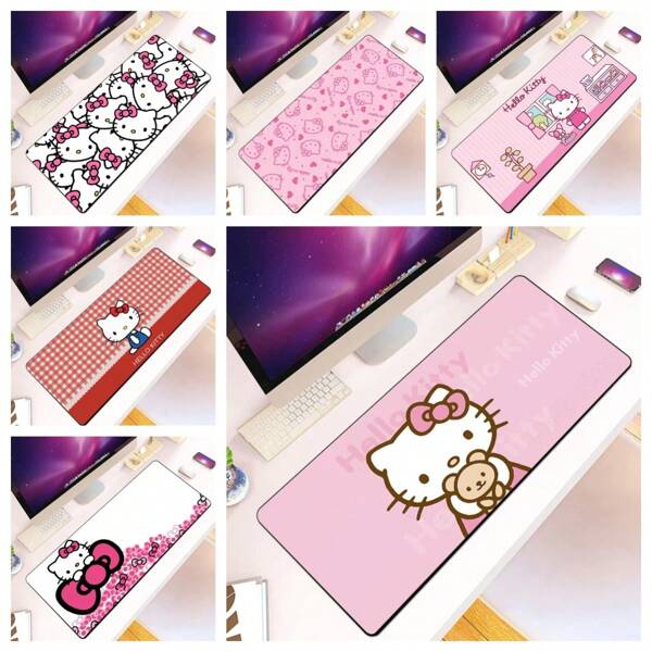 Sanrio 1/10 piezas Alfombrilla de ratón Hello Kitty de Sanrio con borde de bloqueo, impresión HD, antideslizante, para ordenador, juegos de computadora y escritorio