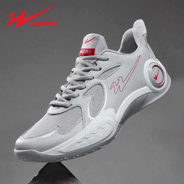 STARNOVO Men's Basketball Shoes, Ultra-Light Rubber Sole Non-Slip Wear-Resistant, PU Leather + Knitted Mesh Splice, Comfortable Lining, Moisture-Wicking Breathable, Suitable For Middle And Primary School Students Basketball/Baseball Training, Professional Game Shoes