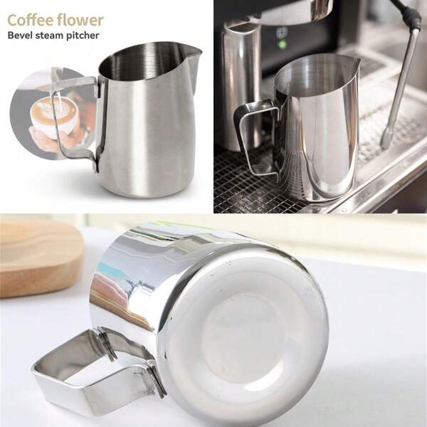 1 pezzo Tazza in acciaio inossidabile per Latte Art con punta appuntita, tazza per montare il latte del caffè con utensili per il caffè graduati