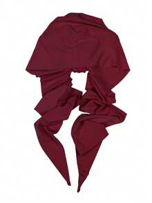 1 Peça Turbante Elástico de Cor Sólida com Cordão Traseiro para Mulheres, Faixa de Cabeça - Toucas Hijab, Respirável e Confortável Envoltório Esportivo Elástico, Adequado para Uso Diário, Esportes, Yoga, Fitness e Moda para Vestir - Vinho - Visão 3