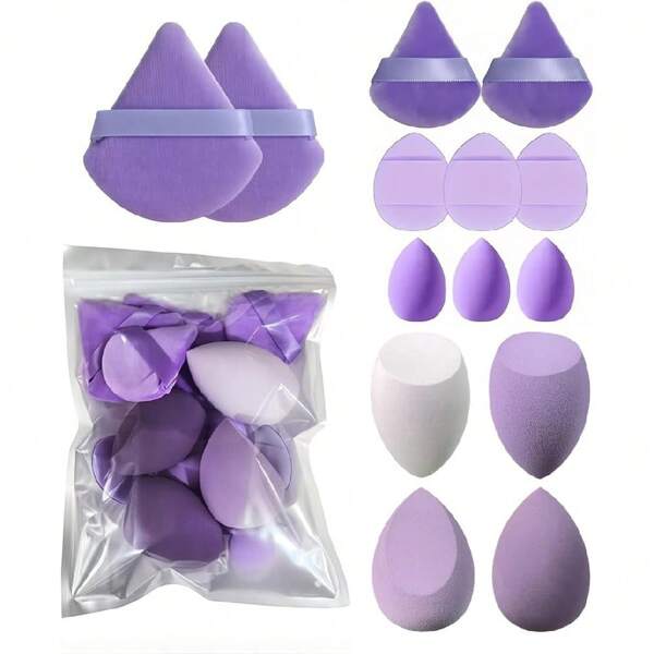 Set de 14 esponjas de maquillaje, incluye esponjas y borlas de maquillaje ultra suaves para mezclar polvos y líquidos - Set de regalo