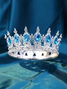 1pc Elegant Women Rhinestone Decor Crown Design Luxury Headband, For Decoration Royal Tiaras