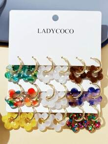 9 Pairs Fashionable & Cute Multi-Color Tassel Pendant Earrings, Suitable For Women For Daily, Dating And Travel Wear - Multicolor 9-pair Set a - View 21