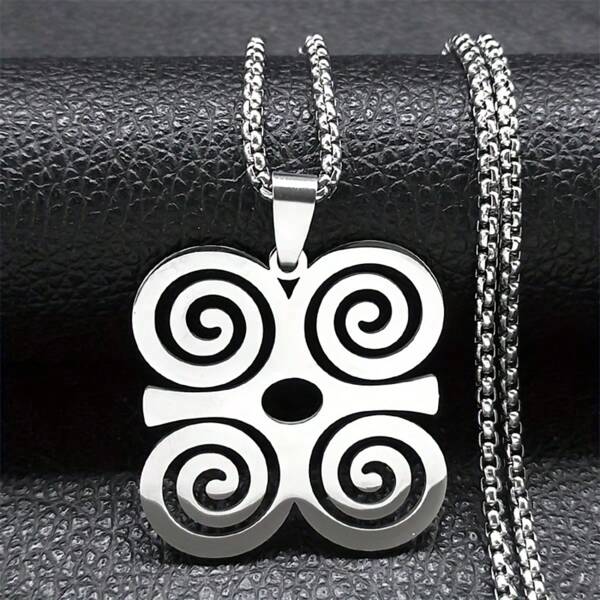Collar colgante espiral - Acabado de acero electropulido con aspecto de acero inoxidable - Collar con símbolo espiral de diseño cultural audaz - Collar colgante geométrico inspirado en el espejo pulido - Collar colgante minimalista de acero brillante - Collar colgante con acento punk gótico