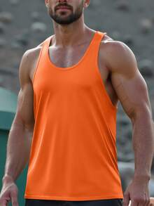 Men's Summer Sleeveless Sports Tank Top, Criss-Cross Design, Suitable For All Seasons, Lightweight & Comfortable, Ideal For Weighted Training, Gym Workouts, Climbing, Outdoor Cycling, And Casual Wear - Orange - View 6