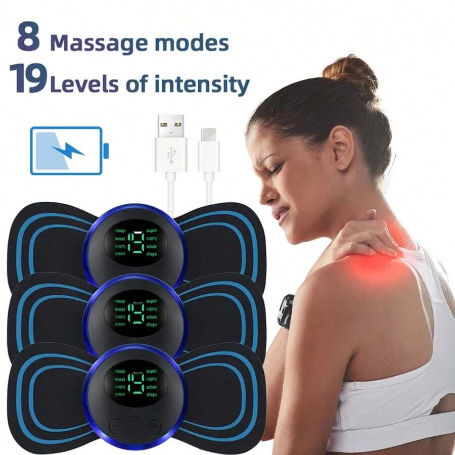 Electric Neck Massager EMS Muscle Massage Stimulator Low Frequency Instrument Back Cervical Calf Patches Pain Joints Mini Device - 02 Suit - View 1
