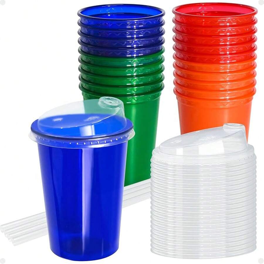 12 Oz Kids Sippy Cups, 20 Count Spill Proof & Reusable - 12盎司 - 20個裝 - 查看 1