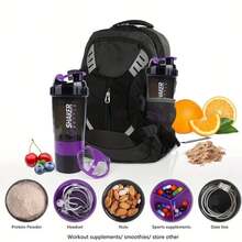 1pc Plastic Protein Powder/Smoothie Shaker Bottle, Sports Water Cup For Fitness - Purple - View 10