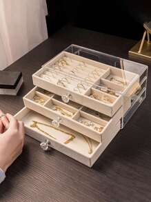7-lagige Samtverschlusskasten, Acryl-Schmuckaufbewahrungsbox, Aufbewahrungsbox mit Deckel, Schubladenartiger Aufbewahrungskasten für den Schreibtisch, transparente Schmuckaufbewahrungsbox, Samtschmuckaufbewahrungsbox, Ohrring, Ring, Armband Präsentationsbox, Ohrringaufbewahrungsbox, Kosmetikaufbewahrungsbox, Schmuckkasten für Frauen, Schmuckkasten, Geschenkbox, Geschenk für Frauen, Schmuck für Frauen, Bastelaufbewahrungsbox, Geschenk zu Feiertagen