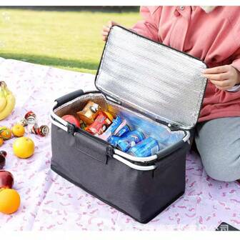 1pc Foldable Picnic Basket With Insulation Foldable And Easy To Store Multifunctional Picnic Bag Suitable As Storage Basket For Outdoor Travel Outdoor Ice Packs And Food Storage