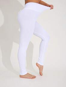 女士休闲纯色高腰弹力紧身裤，柔软舒适，优雅简约，适合健身、瑜伽、日常穿着、户外活动、通勤、派对 - 彩色 - 查看 7