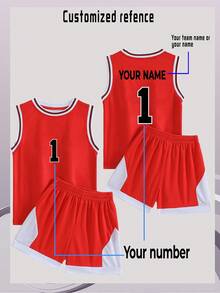 [Zamówienie niestandardowe] 2-częściowy zestaw do ćwiczeń sportowych, szybkoschnący, odpowiedni do koszykówki, ćwiczeń, codziennego noszenia, z numerem i nazwą