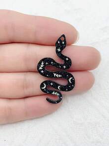 10 Pieces Of Moon Patterned Black Snake Acrylic Jewelry Pendant Earrings Necklace DIY Jewelry Pendant - A - View 5