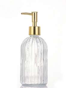 1pc 400ml/13.52oz Glass Soap Dispenser With Rust Proof Stainless Steel Pump, Vertical Stripe, Premium Bathroom Soap Dispenser For Kitchen & Bathroom Back To School - Multicolor - View 8