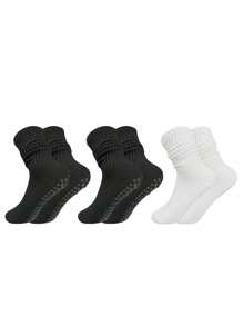 1-3 Pairs Solid Color Silicone Anti-Slip Yoga Socks, Shock-Absorbing, Noise-Reducing, Wear-Resistant. Indoor Jumping Rope Floor Socks Suitable For Professional Fitness, Pilates, Ballet And Outdoor Sports, Also Suitable For Daily Wear, Unisex