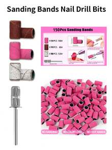 50/150pcs Zebra Pattern Brown Nail Drill Bit Set, Suitable For Acrylic Nails, Gel Nails, Pedicure Tools, Nail Art Tools, Manicure Tools, Nail Supplies (Brown, Zebra Pattern, Pink) - Multicolor - View 7