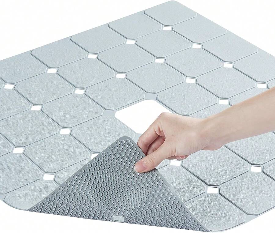 Shower Mat Non Slip Silicone Soft Odorless Bathtub Mat Non Slip No Suction Cups For Refinished,Reglazed And Textured Bath Tub Mat 24 X 24 Inch Grey - 深灰色 - 查看 1