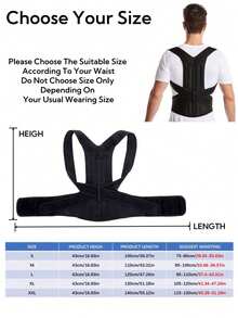 ComfortFit Unisex Posture Corrector - Adjustable, Breathable Orthopedic Brace - Seamless Design, Supports Upper Back, Spine, Neck And Shoulders - Suitable For Daily Wear, Stabilizes Collarbone - Promotes Healthy Posture, Prevents Hunchback - Plus Size - Black - View 6