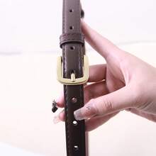 1 件女士纯色合金扣 PU 皮革时尚休闲腰带秋季、秋季、万圣节 - 棕色 - 查看 2