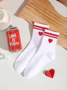 1 par de calcetines de alta calidad con diseño de corazón, calcetines cómodos y divertidos unisex adecuados para el verano, todas las estaciones, y como regalo para el Día del Padre, Pascua, regreso a clases, Navidad, Acción de Gracias, Día de la Independencia, para mejorar el ambiente familiar con diseños de dibujos animados.