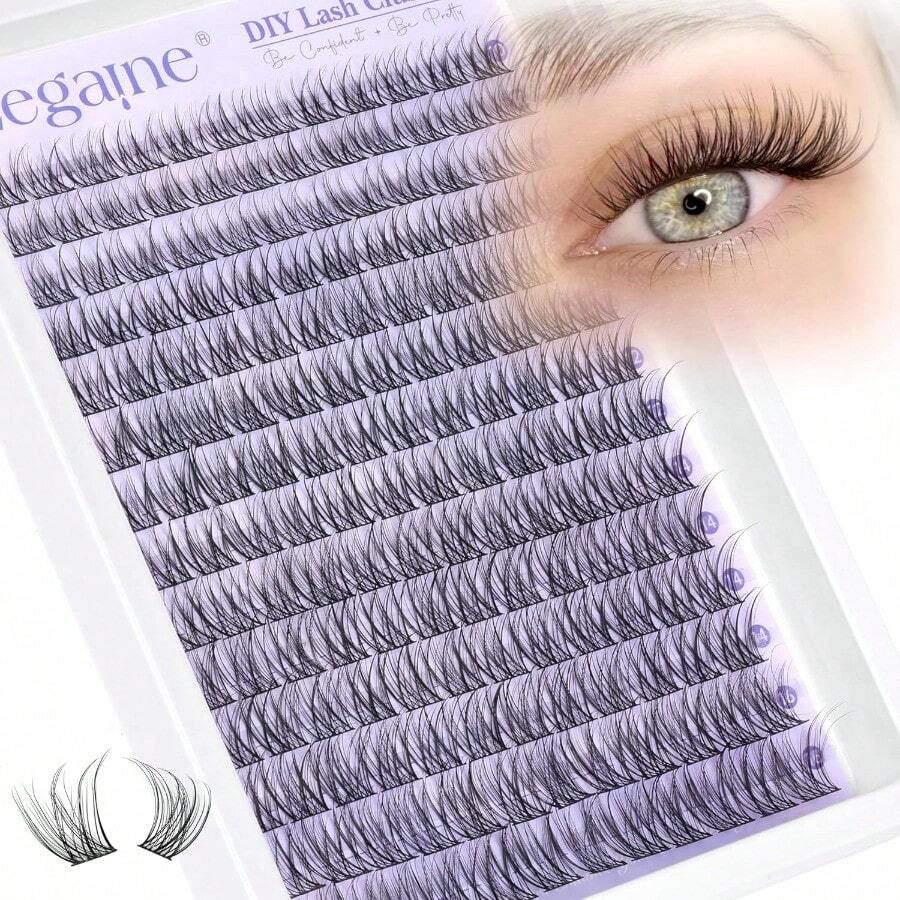 Natural Lash Clusters Wispy Cluster Eyelash Extensions Short C-Curly DIY Lash Extension 168Pcs Wispy Individual Lashes Natural Look Eyelash Clusters 10-16MM By Friend's Gift - B- Natural - View 1