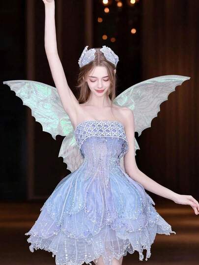 Festival Party Makeup, Costumes, Props, Elf Wings, Two-Color Gold Butterfly Wings, Suitable For Festival Outfits And Photo Props