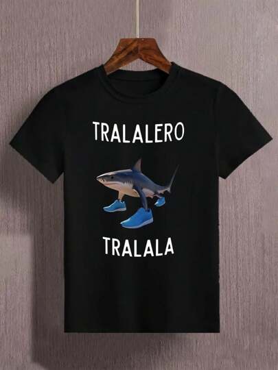 niño|Camiseta para niños de 4 a 15 años|Entrega en México|Tejido transpirable de alta calidad|Camiseta casual para niños de manga corta y cuello redondo deportiva|Camiseta de manga corta y cuello redondo para niños con estampado de Camisa cómica con un diseño único: un tiburón vestido de zapatos, ideal para destacar en cualquier ocasión