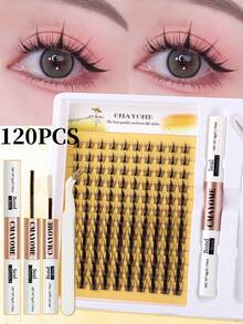 120/144/192 PCS Fox Eyelash CC Curling Artificial Mink Eyelash Extension Kit, Natural Appearance, Single Full Eyelash, Natural Appearance Single Cluster DIY False Eyelash, Soft Personal Long Eyelash DIY At Home, Comes With Eyelash Sealing And Adhesive, Tweezers, False Eyelash Set. - Multicolor - View 14