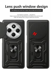 保护壳适用于 Redmi 14C (4G/5G)、POCO C75 4G、POCO M7 5G 智能手机，带滑动摄像头镜头和支架功能，防水防震防摔防刮 - 黑色 - 查看 5