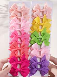 10/24 件女孩螺纹丝带蝴蝶结发夹，多色燕尾鳄鱼发夹，女士日常时尚发饰。 - 24pcs - 查看 3