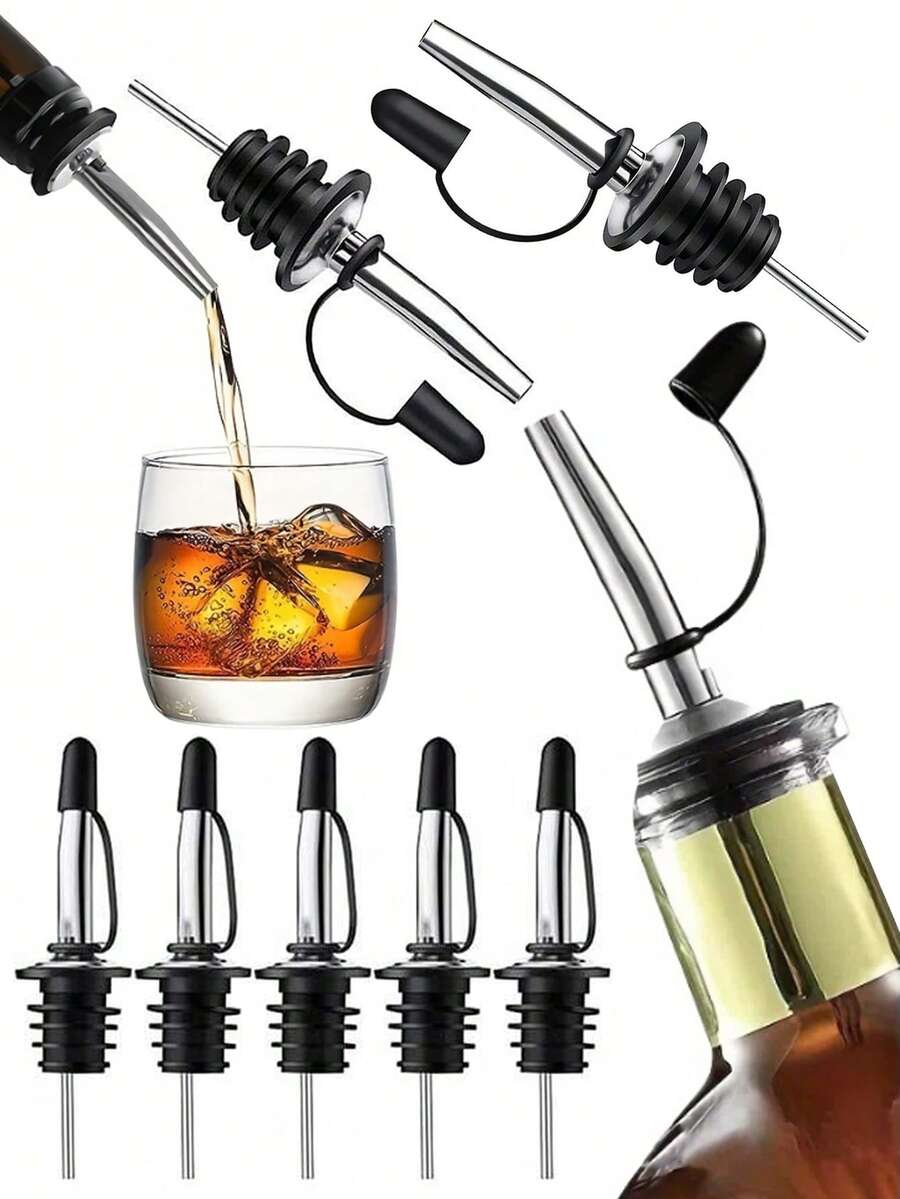 1/12 件不锈钢葡萄酒瓶塞，带橡胶防尘盖，适用于葡萄酒、醋、油和白酒 - 銀色 - 查看 1