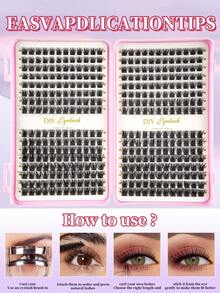384pcs Individual False Eyelashes, Eyelash Book, Cluster Fake Eyelashes, DIY Home Eyelash Extension, Cluster Fake Eyelashes, Individual False Eyelashes, False Eyelashes