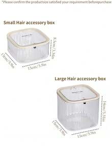 1 hộp đựng phụ kiện tóc, hộp đựng trang sức có nắp đậy dung tích lớn trong suốt, thích hợp đựng dây buộc tóc cho bé gái, băng đô, kẹp tóc, dây chun buộc tóc, chống thấm nước, chống bụi, chắc chắn và thiết thực cho phòng tắm, phòng ngủ, ký túc xá, du lịch - Trong sáng - Xem 3